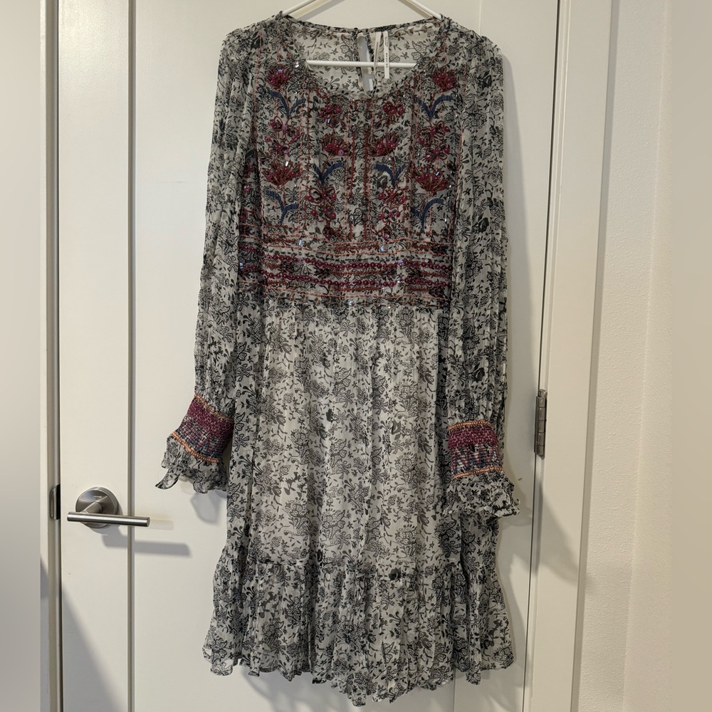Anthropologie Mid length dress with stunning embroidery and beading detail!